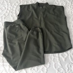FIGS set- Like new…Medium Rafael top and Large Zamora joggers in Army green.